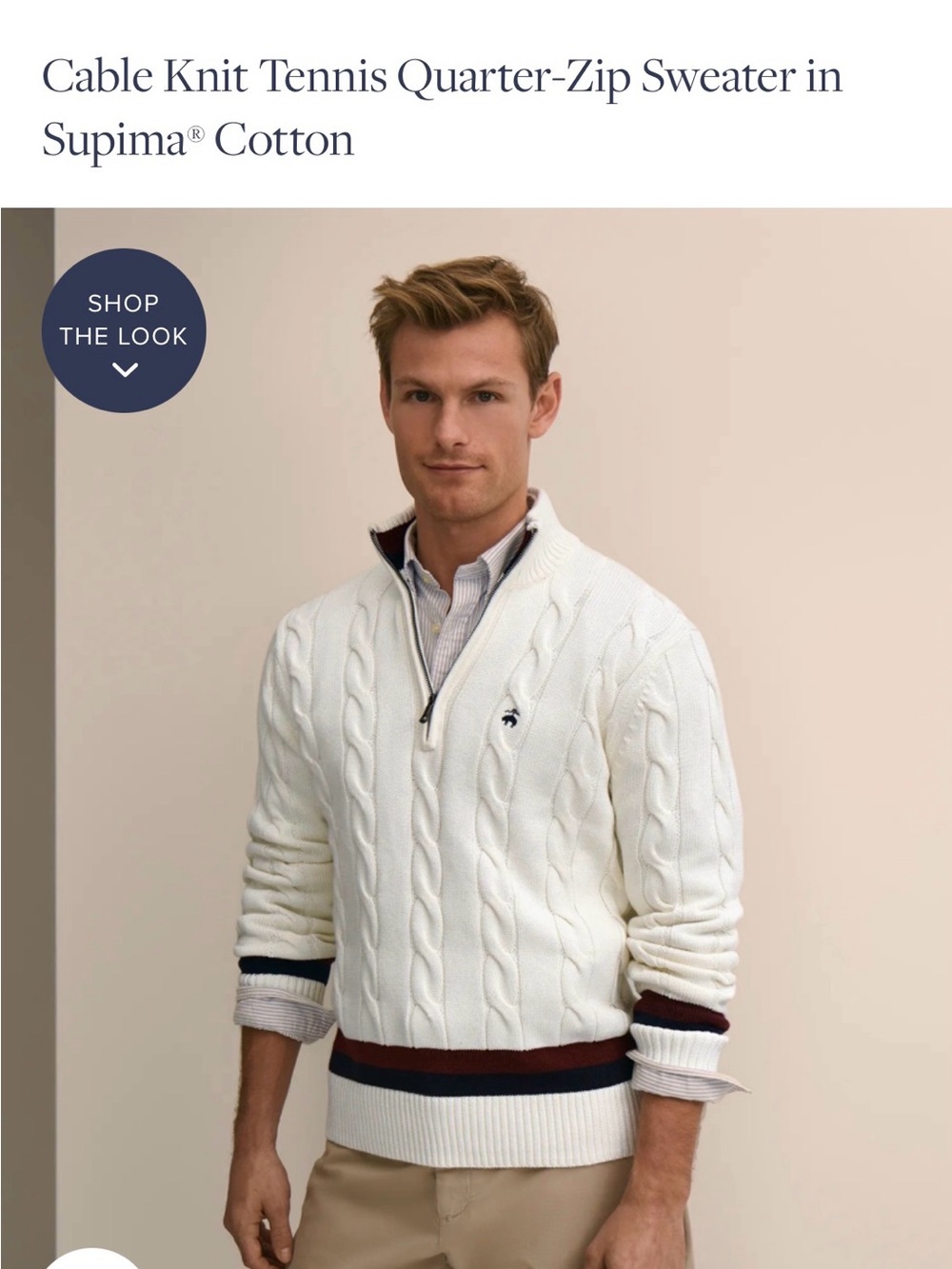 Brooks Brothers Cable Knit Tennis Quarter-Zip Sweater in Supima® Cotton XXL